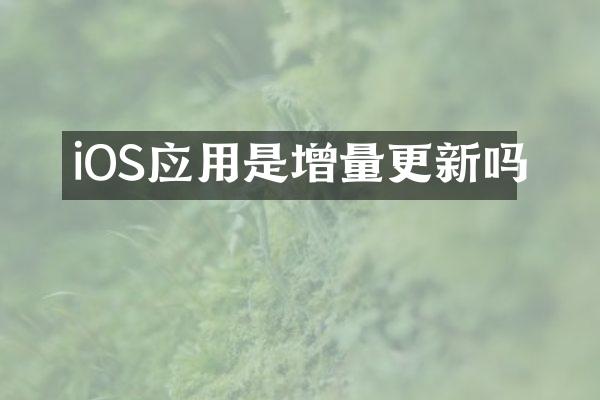iOS应用是增量更新吗