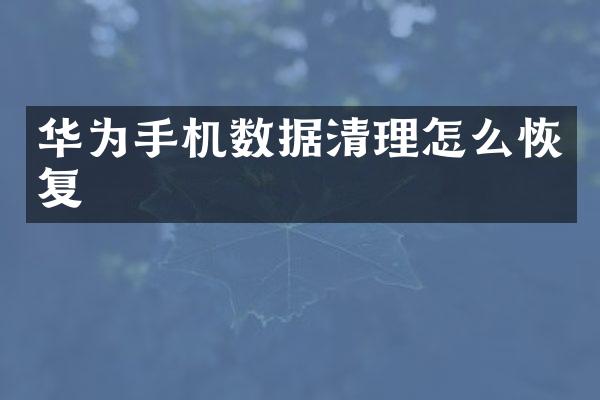 华为手机数据清理怎么恢复