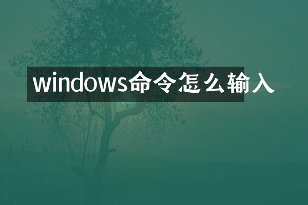 windows命令怎么输入