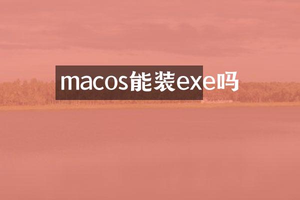 macos能装exe吗