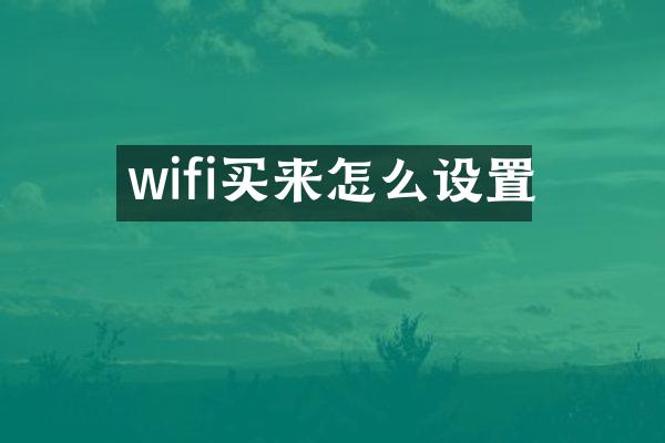 wifi买来怎么设置
