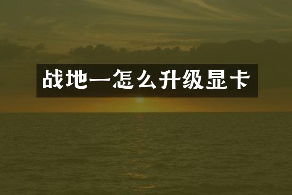 战地一怎么升级显卡