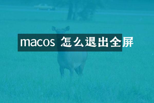 macos 怎么退出全屏
