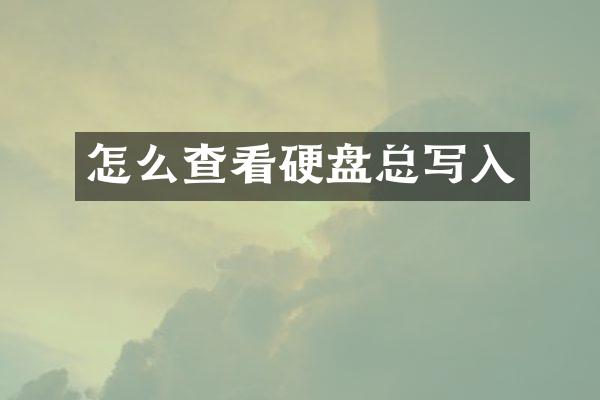 怎么查看硬盘总写入