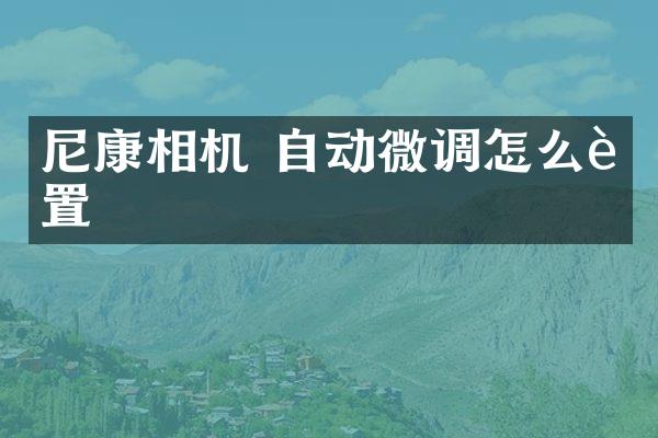 尼康相机 自动微调怎么设置