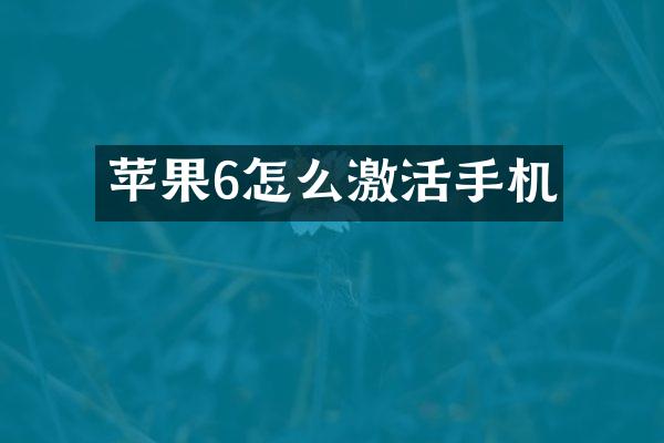 苹果6怎么激活手机