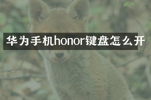 华为手机honor键盘怎么开