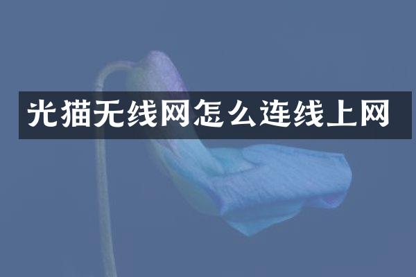 光猫无线网怎么连线上网