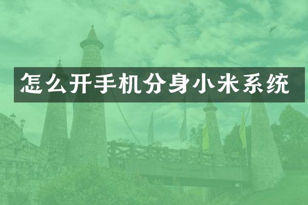 怎么开手机分身小米系统