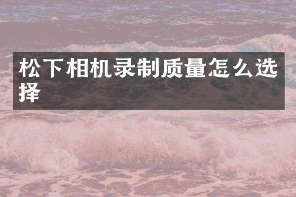 相机录制质量怎么选择