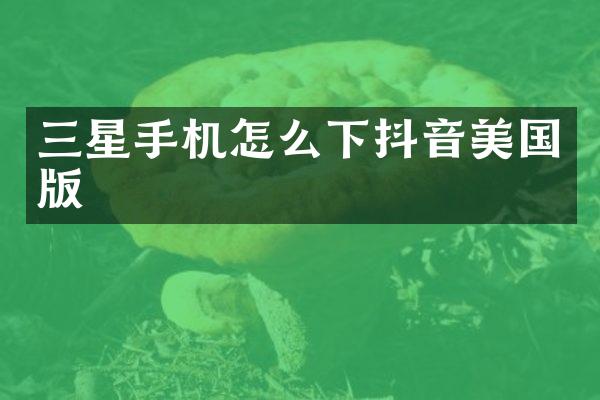 三星手机怎么下抖音美国版