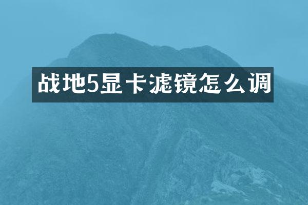 战地5显卡滤镜怎么调