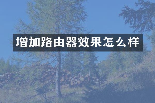 增加路由器效果怎么样