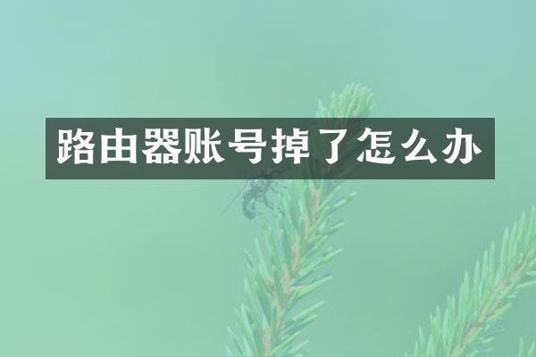 路由器账号掉了怎么办