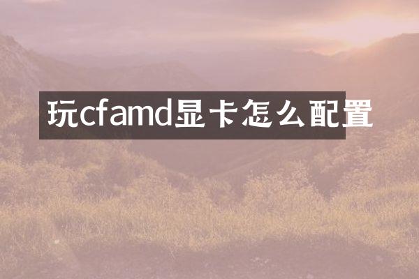 玩cfamd显卡怎么配置