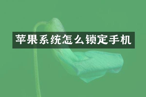 苹果系统怎么锁定手机