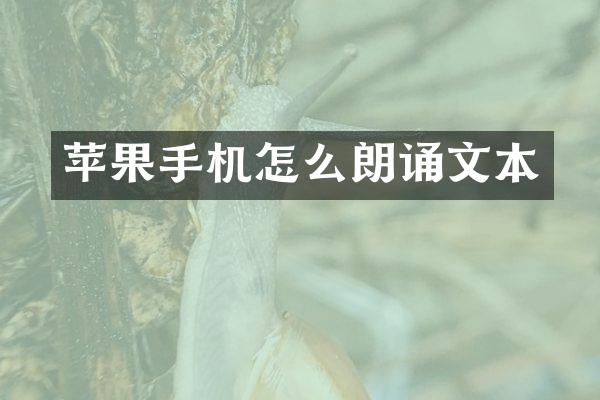 苹果手机怎么朗诵文本