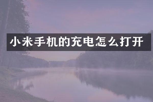 小米手机的充电怎么打开