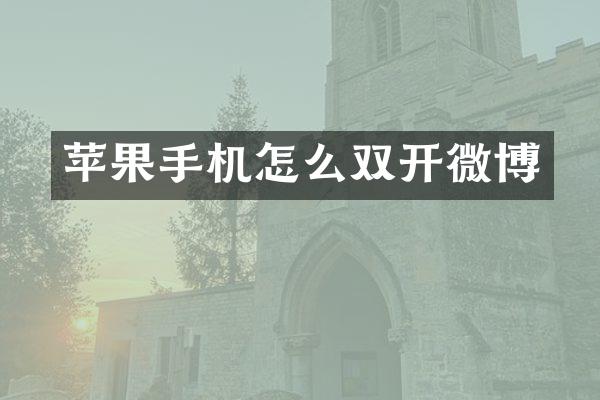 苹果手机怎么双开微博