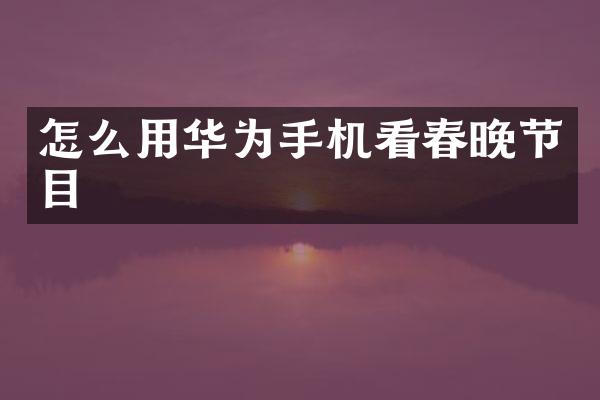 怎么用华为手机看春晚节目