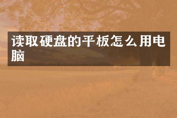 读取硬盘的平板怎么用电脑
