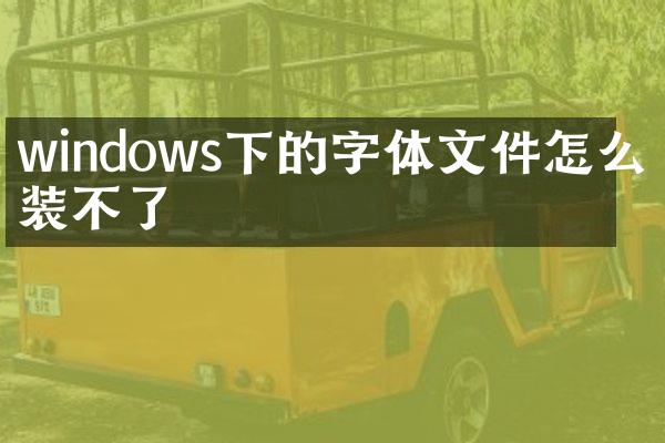 windows下的字体文件怎么安装不了
