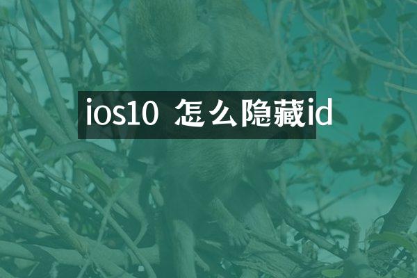 ios10 怎么隐藏id