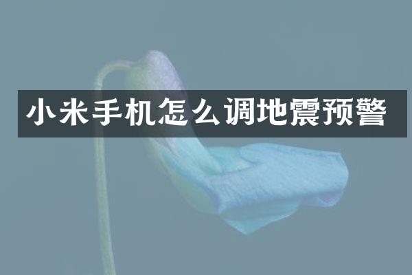 小米手机怎么调地震预警