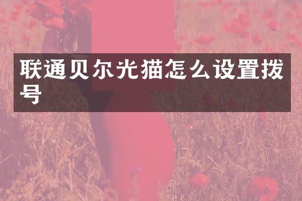 联通贝尔光猫怎么设置拨号