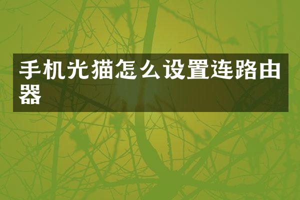 手机光猫怎么设置连路由器