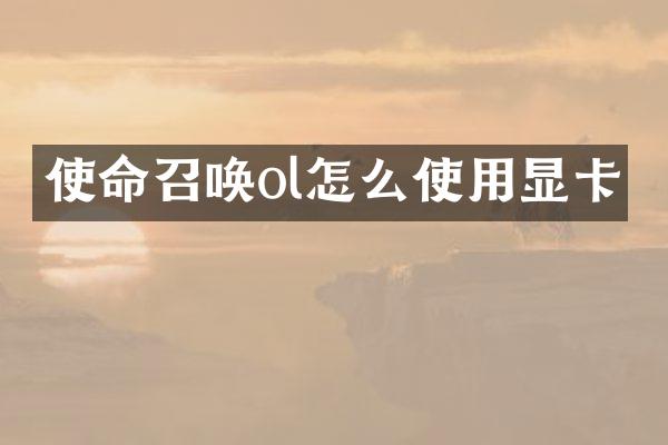 使命召唤ol怎么使用显卡