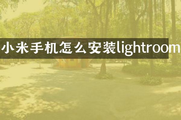 小米手机怎么安装lightroom