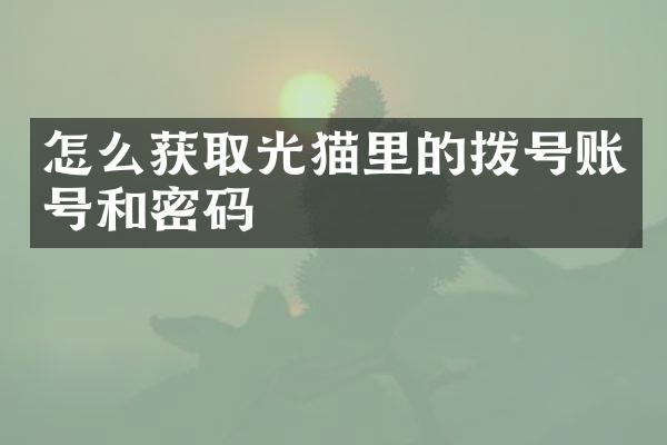 怎么获取光猫里的拨号账号和密码