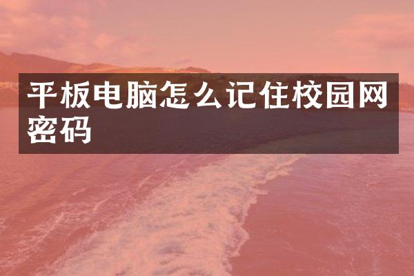 平板电脑怎么记住校园网密码