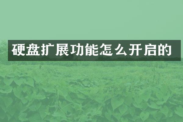 硬盘扩展功能怎么开启的