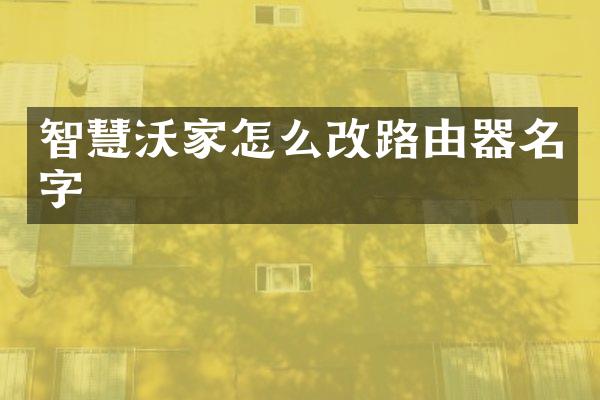 智慧沃家怎么改路由器名字