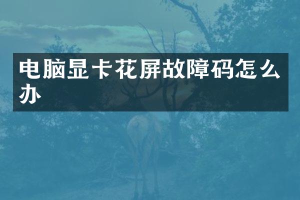 电脑显卡花屏故障码怎么办