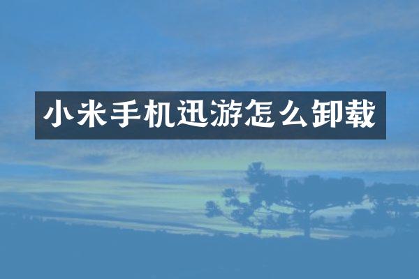 小米手机迅游怎么卸载