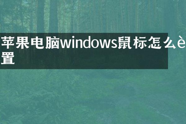 苹果电脑windows鼠标怎么设置