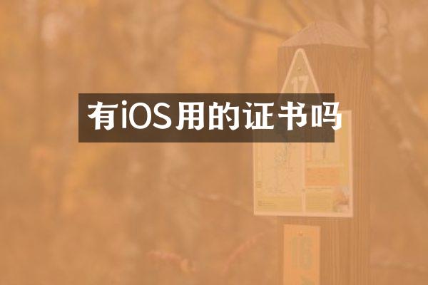有iOS用的证书吗