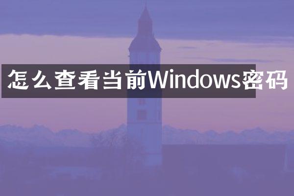 怎么查看当前Windows密码