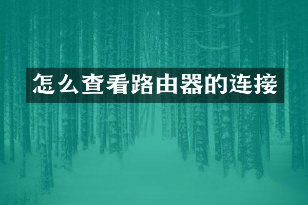 怎么查看路由器的连接