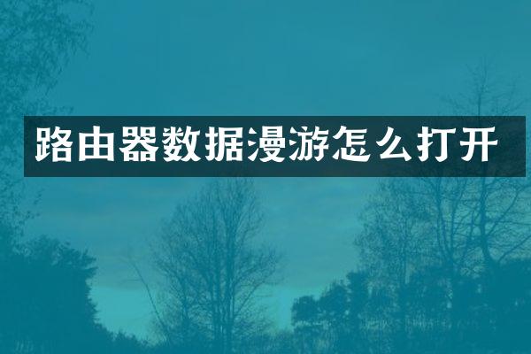 路由器数据漫游怎么打开
