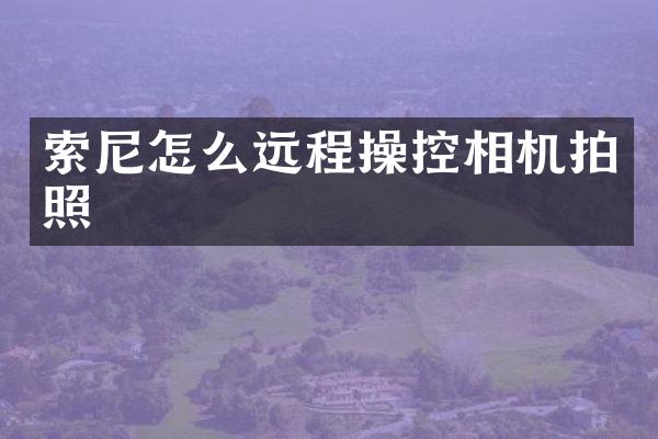 怎么远程操控相机拍照