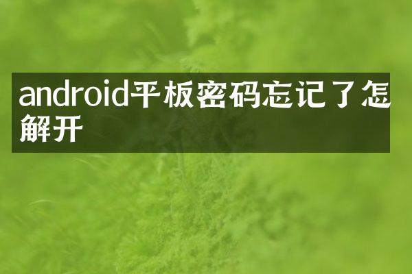 android平板密码忘记了怎么解开