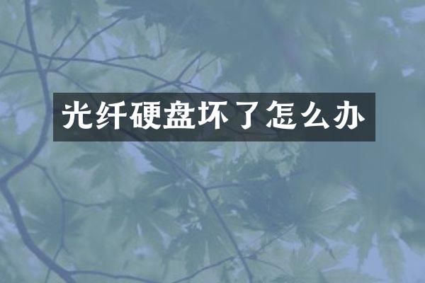 光纤硬盘坏了怎么办