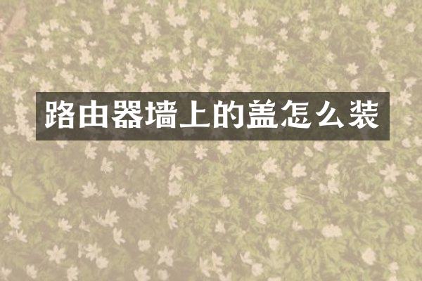 路由器墙上的盖怎么装