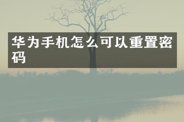 华为手机怎么可以重置密码