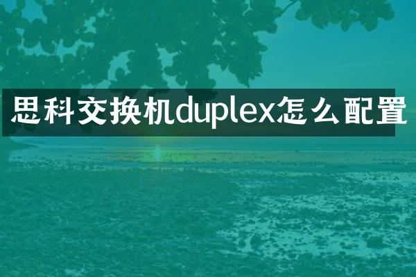 思科交换机duplex怎么配置