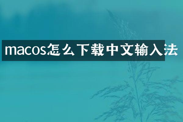 macos怎么下载中文输入法